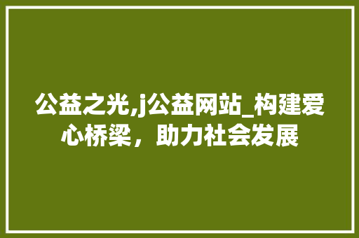 公益之光,j公益网站_构建爱心桥梁，助力社会发展