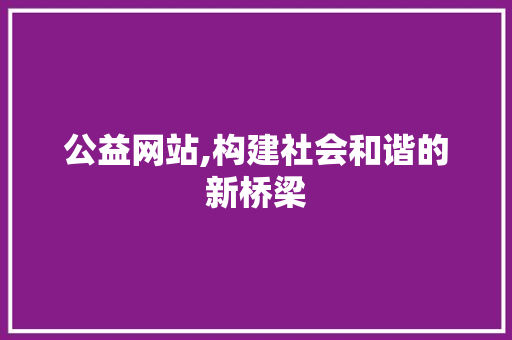 公益网站,构建社会和谐的新桥梁 公益网站,构建社会和谐的新桥梁 百度SEO