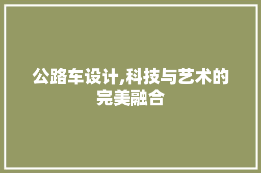 公路车设计,科技与艺术的完美融合
