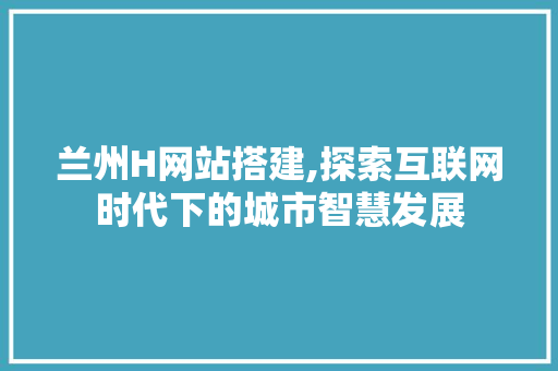 兰州H网站搭建,探索互联网时代下的城市智慧发展