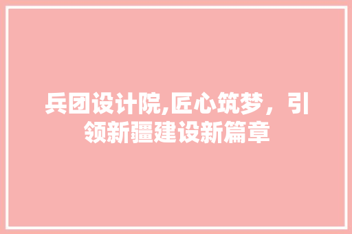 兵团设计院,匠心筑梦，引领新疆建设新篇章