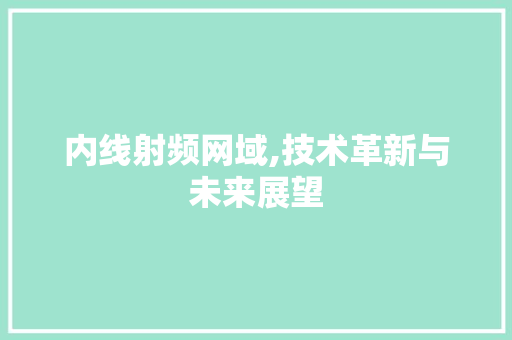 内线射频网域,技术革新与未来展望 内线射频网域,技术革新与未来展望 神马SEO