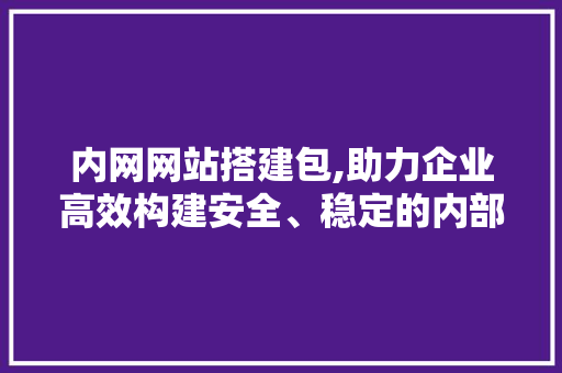 内网网站搭建包,助力企业高效构建安全、稳定的内部网络环境