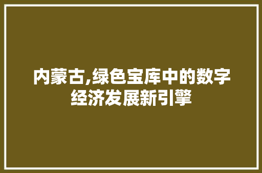 内蒙古,绿色宝库中的数字经济发展新引擎