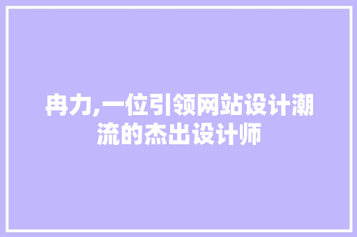 冉力,一位引领网站设计潮流的杰出设计师