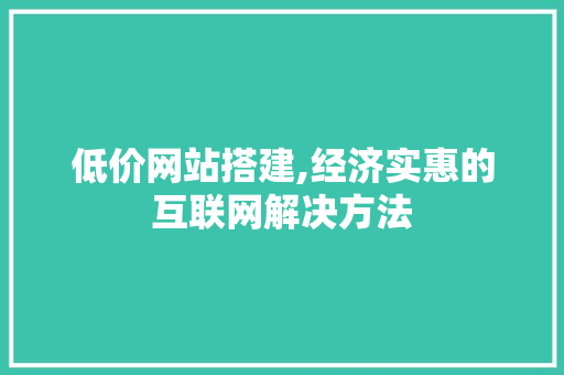 低价网站搭建,经济实惠的互联网解决方法