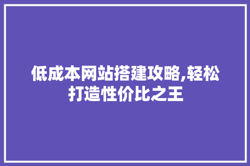 低成本网站搭建攻略,轻松打造性价比之王