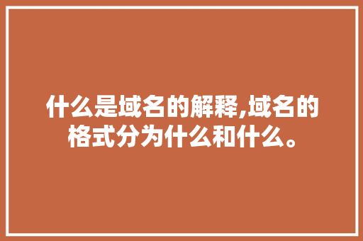 什么是域名的解释,域名的格式分为什么和什么。 什么是域名的解释,域名的格式分为什么和什么。 神马SEO