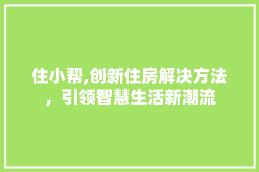 住小帮,创新住房解决方法，引领智慧生活新潮流