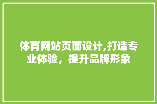 体育网站页面设计,打造专业体验，提升品牌形象