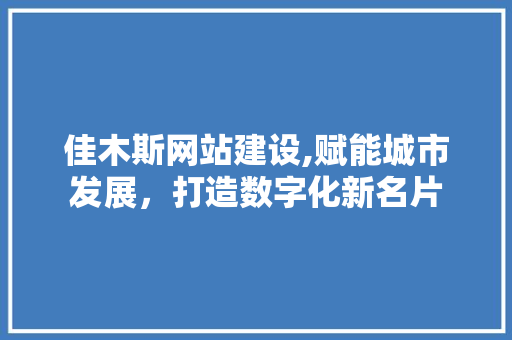 佳木斯网站建设,赋能城市发展，打造数字化新名片