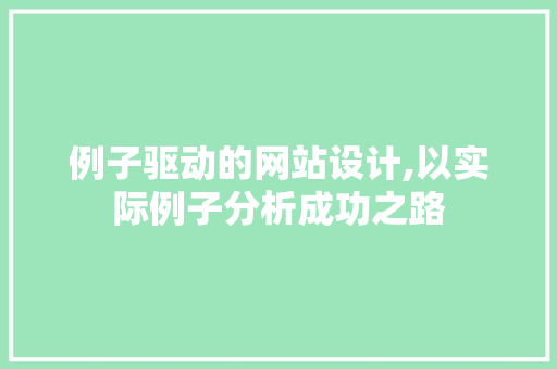 例子驱动的网站设计,以实际例子分析成功之路