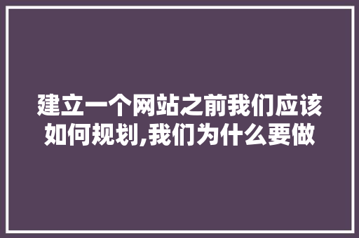 建立一个网站之前我们应该如何规划,我们为什么要做网站运营。