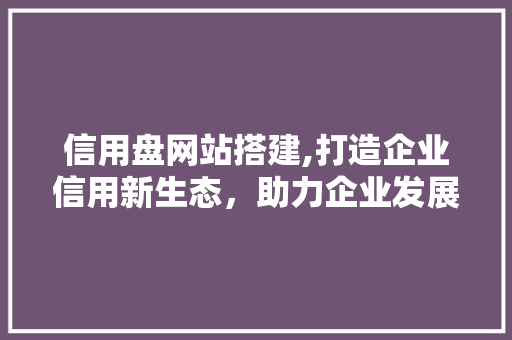 信用盘网站搭建,打造企业信用新生态，助力企业发展新篇章