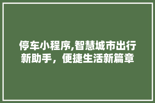 停车小程序,智慧城市出行新助手，便捷生活新篇章 停车小程序,智慧城市出行新助手，便捷生活新篇章 SEO关键词