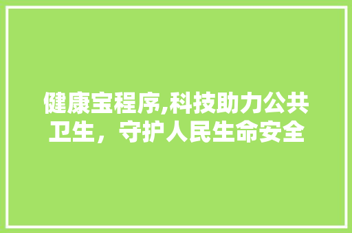 健康宝程序,科技助力公共卫生，守护人民生命安全