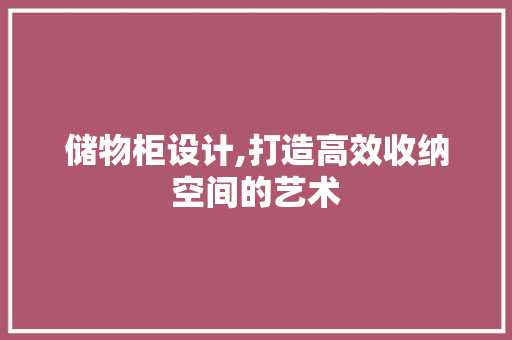 储物柜设计,打造高效收纳空间的艺术