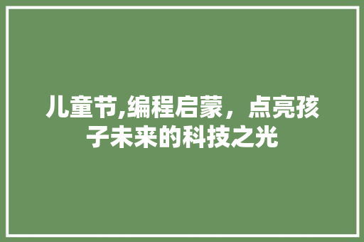 儿童节,编程启蒙，点亮孩子未来的科技之光 儿童节,编程启蒙，点亮孩子未来的科技之光 必应SEO