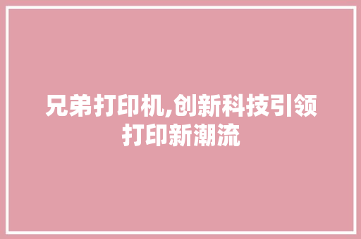兄弟打印机,创新科技引领打印新潮流