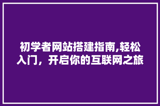 初学者网站搭建指南,轻松入门，开启你的互联网之旅