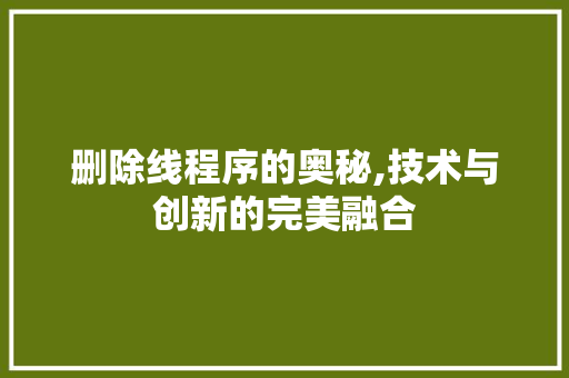 删除线程序的奥秘,技术与创新的完美融合