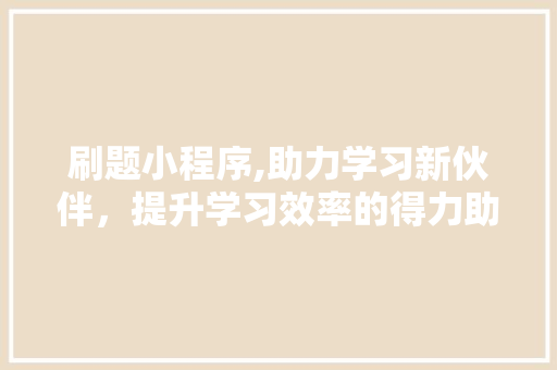 刷题小程序,助力学习新伙伴，提升学习效率的得力助手