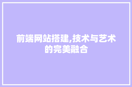 前端网站搭建,技术与艺术的完美融合