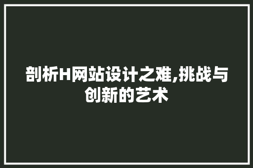 剖析H网站设计之难,挑战与创新的艺术