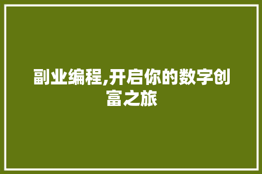 副业编程,开启你的数字创富之旅 副业编程,开启你的数字创富之旅 神马SEO