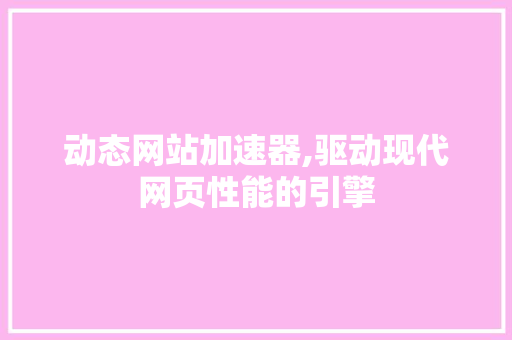 动态网站加速器,驱动现代网页性能的引擎