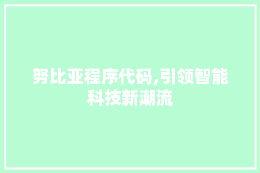 努比亚程序代码,引领智能科技新潮流