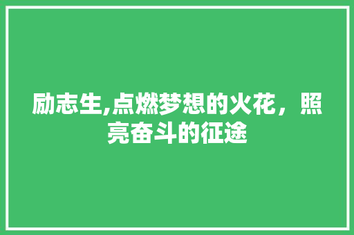 励志生,点燃梦想的火花，照亮奋斗的征途