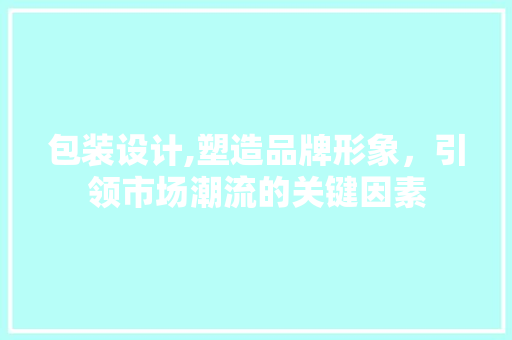 包装设计,塑造品牌形象，引领市场潮流的关键因素