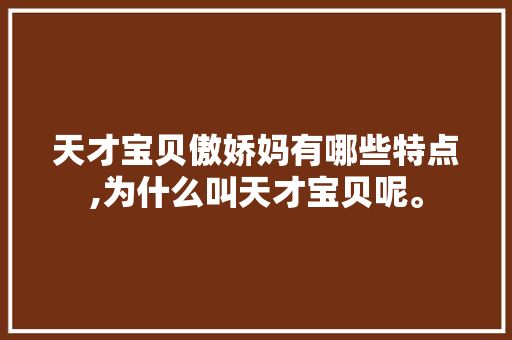 天才宝贝傲娇妈有哪些特点,为什么叫天才宝贝呢。