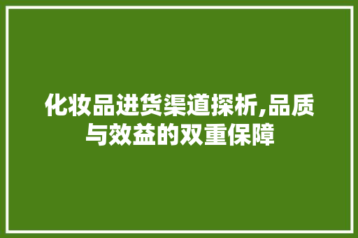 化妆品进货渠道探析,品质与效益的双重保障 化妆品进货渠道探析,品质与效益的双重保障 网站建设公司
