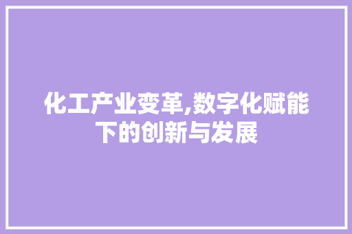 化工产业变革,数字化赋能下的创新与发展