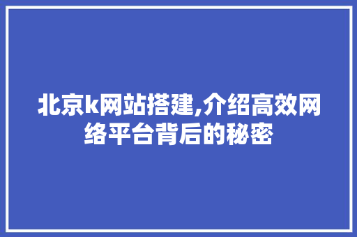 北京k网站搭建,介绍高效网络平台背后的秘密
