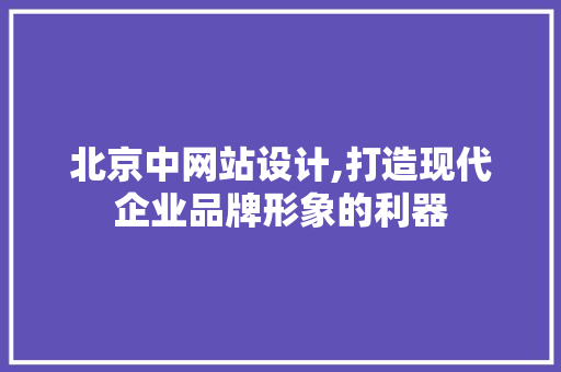 北京中网站设计,打造现代企业品牌形象的利器 北京中网站设计,打造现代企业品牌形象的利器 必应SEO