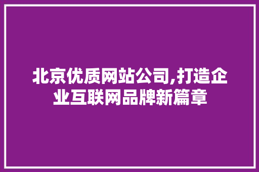 北京优质网站公司,打造企业互联网品牌新篇章 北京优质网站公司,打造企业互联网品牌新篇章 百度SEO
