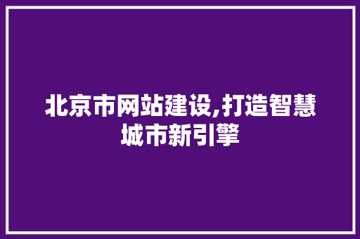 北京市网站建设,打造智慧城市新引擎
