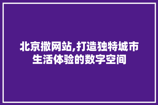 北京撒网站,打造独特城市生活体验的数字空间 北京撒网站,打造独特城市生活体验的数字空间 神马SEO