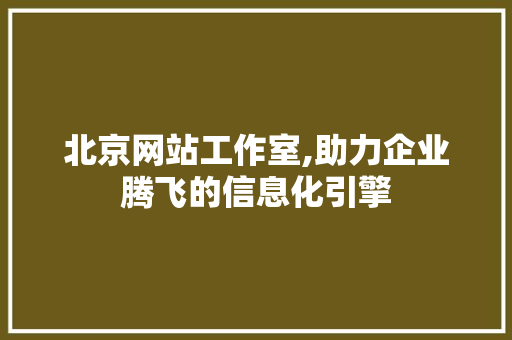 北京网站工作室,助力企业腾飞的信息化引擎 北京网站工作室,助力企业腾飞的信息化引擎 神马SEO