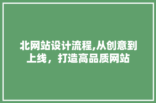 北网站设计流程,从创意到上线，打造高品质网站