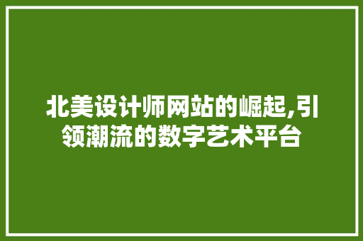 北美设计师网站的崛起,引领潮流的数字艺术平台
