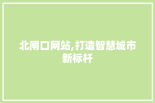 北闸口网站,打造智慧城市新标杆