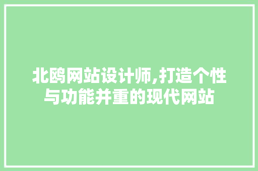北鸥网站设计师,打造个性与功能并重的现代网站 网站建设公司 北鸥网站设计师,打造个性与功能并重的现代网站 北鸥网站设计师,打造个性与功能并重的现代网站 网站建设公司