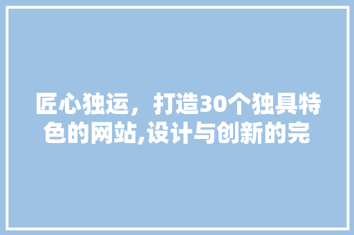 匠心独运，打造30个独具特色的网站,设计与创新的完美融合
