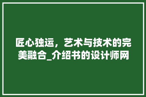 匠心独运，艺术与技术的完美融合_介绍书的设计师网站