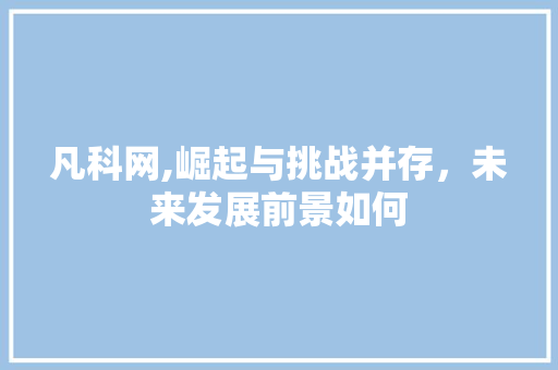 凡科网,崛起与挑战并存，未来发展前景如何 凡科网,崛起与挑战并存，未来发展前景如何 搜狗SEO