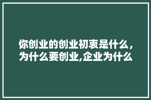 你创业的创业初衷是什么，为什么要创业,企业为什么 要做电商运营。 你创业的创业初衷是什么，为什么要创业,企业为什么 要做电商运营。 网站建设公司